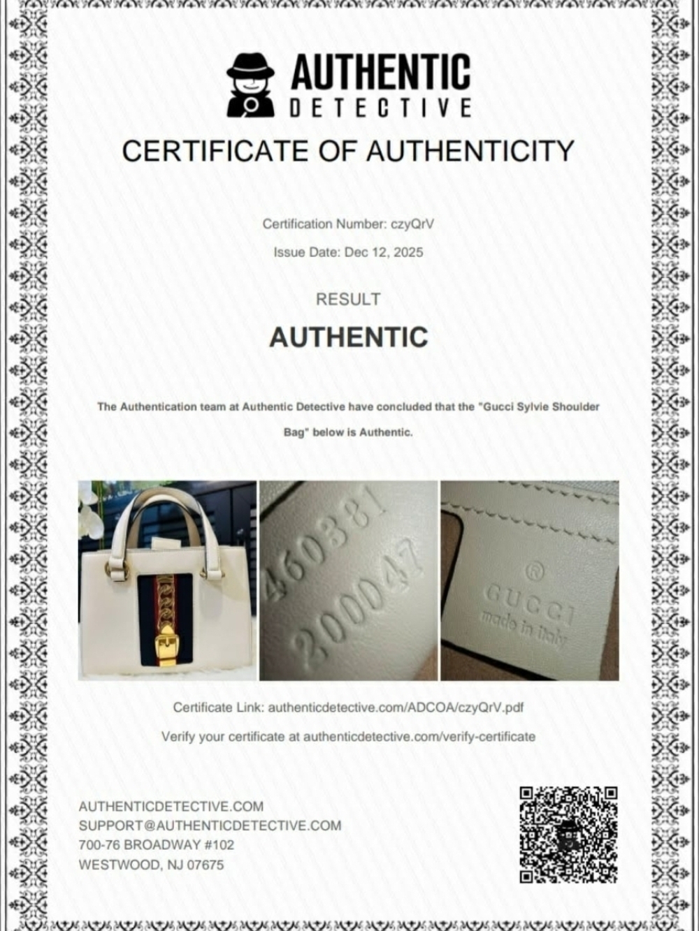 Gucci Sylvie Shoulder Bag - White with Navy & Red Web